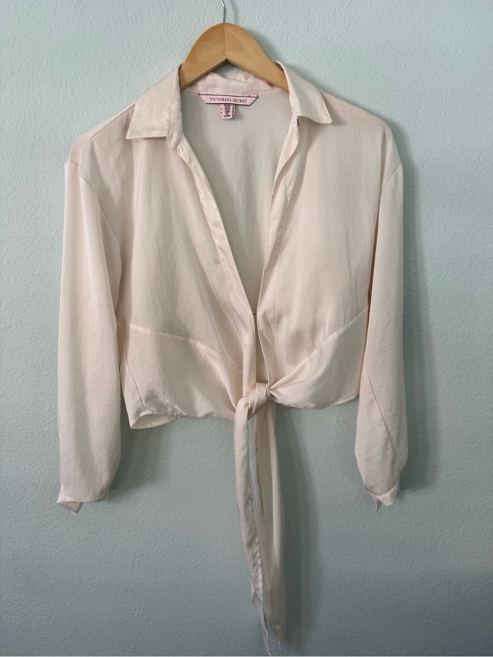 Victoria's Secret Light Cream Tie-Front Top